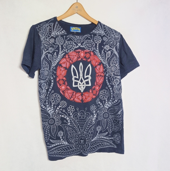 Ukrainian Trident L Navy Blue T-Shirt Made In Ukraine - Picture 2 of 5